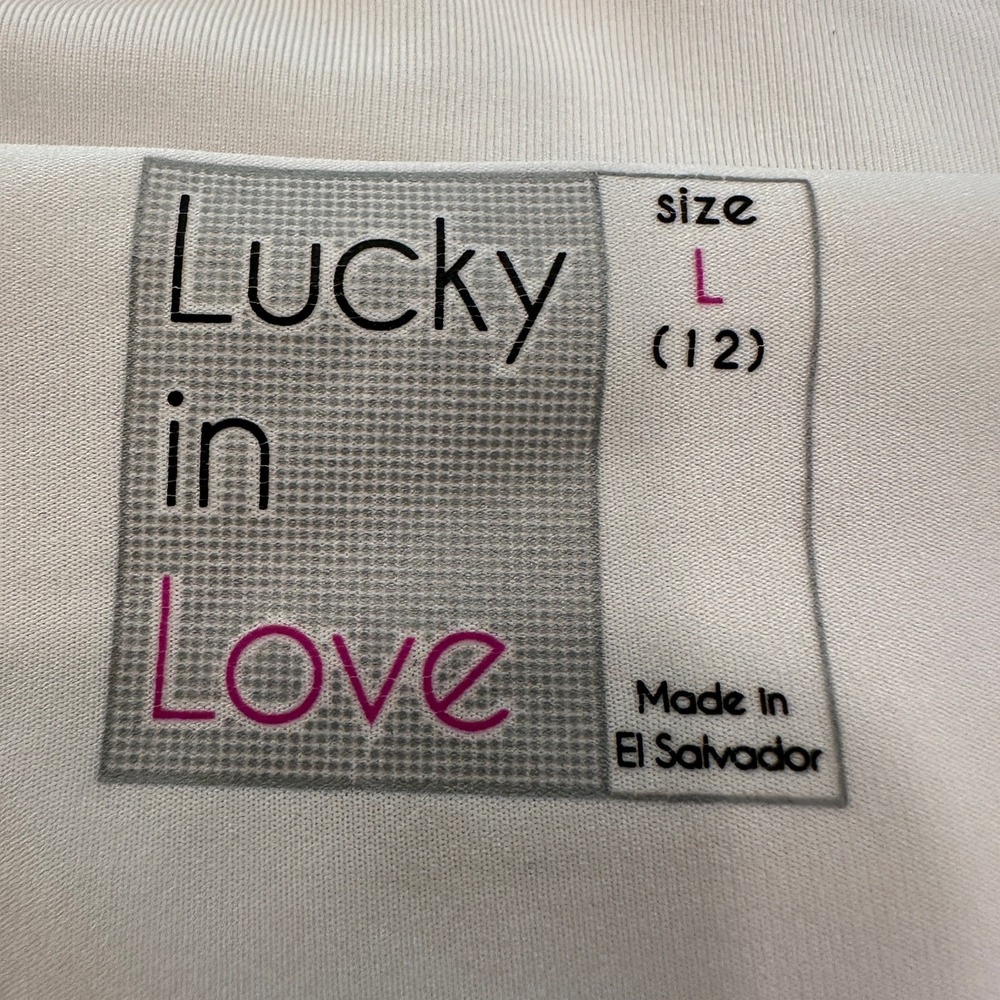 Lucky in Love Pleated Tennis Skort Sz L 12 White Geometric Palm Print Pickleball - Picture 5 of 10